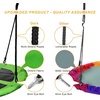 40 Inch Saucer Tree Swing Flying 660lb Weight Capacity 2 Added Hanging Straps Adjustable Multi-Strand Ropes Colorful Safe and Durable Swing Seat for Children Adults – Blue(Green)