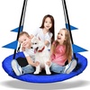 40 Inch Saucer Tree Swing Flying 660lb Weight Capacity 2 Added Hanging Straps Adjustable Multi-Strand Ropes Colorful Safe and Durable Swing Seat for Children Adults – Blue(Blue)