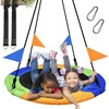 40 Inch Saucer Tree Swing Flying 660lb Weight Capacity 2 Added Hanging Straps Adjustable Multi-Strand Ropes Colorful Safe and Durable Swing Seat for Children Adults – Blue(Multicolored)
