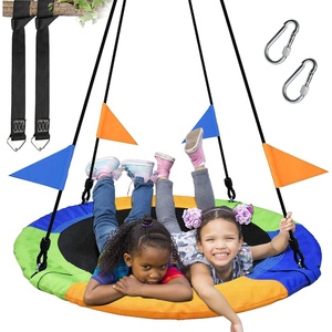 40 Inch Saucer Tree Swing Flying 660lb Weight Capacity 2 Added Hanging Straps Adjustable Multi-Strand Ropes Colorful Safe and Durable Swing Seat for Children Adults – Blue(Multicolored)