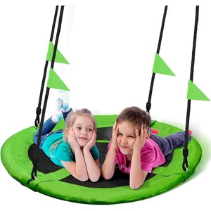 40 Inch Saucer Tree Swing Flying 660lb Weight Capacity 2 Added Hanging Straps Adjustable Multi-Strand Ropes Colorful Safe and Durable Swing Seat for Children Adults – Blue(Green)